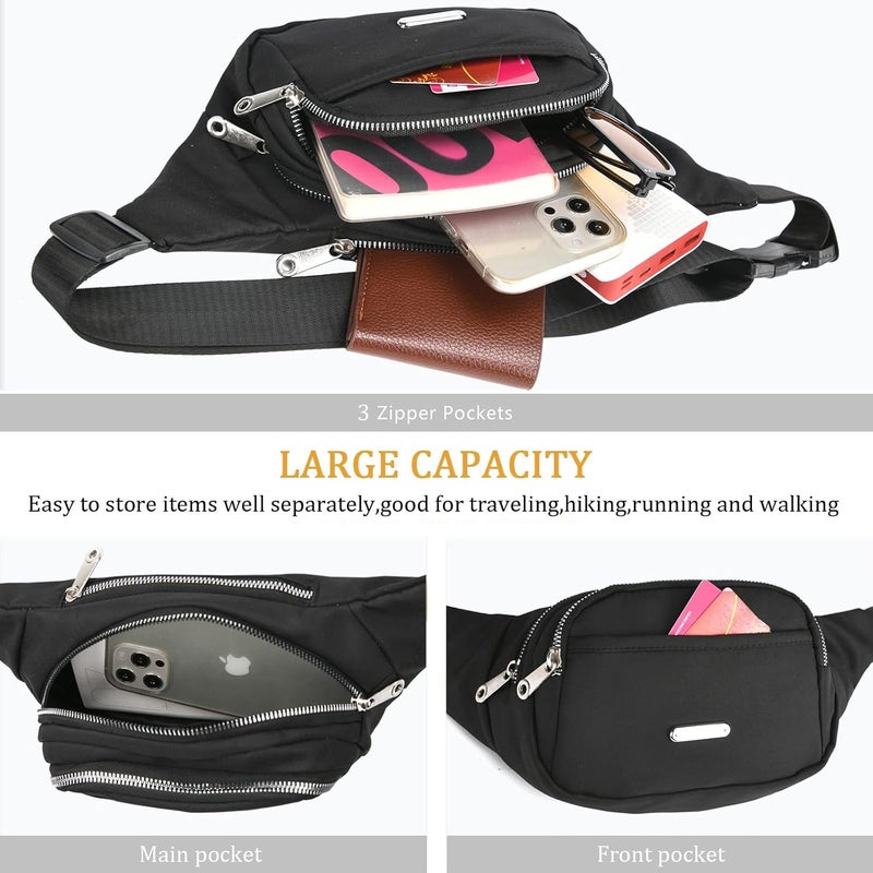 DAITET Crossbody Fanny Pack for Men&Women,Large Waist Bag & Hip Bum Bag with Adjustable Strap for Outdoors Workout Traveling Casual Running Hiking Cycling - Image 3